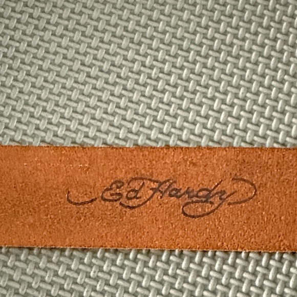 Ed Hardy Vintage Skull Tattoo Design Leather Belt - Picture 6 of 7